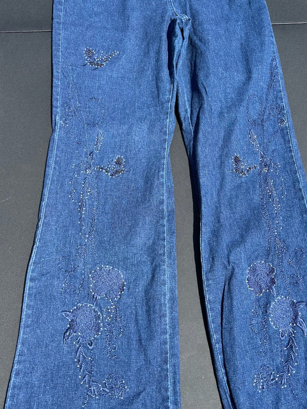 Women’s Blue Straight Leg Jeans with Bead Embellishment - Picture 13 of 13